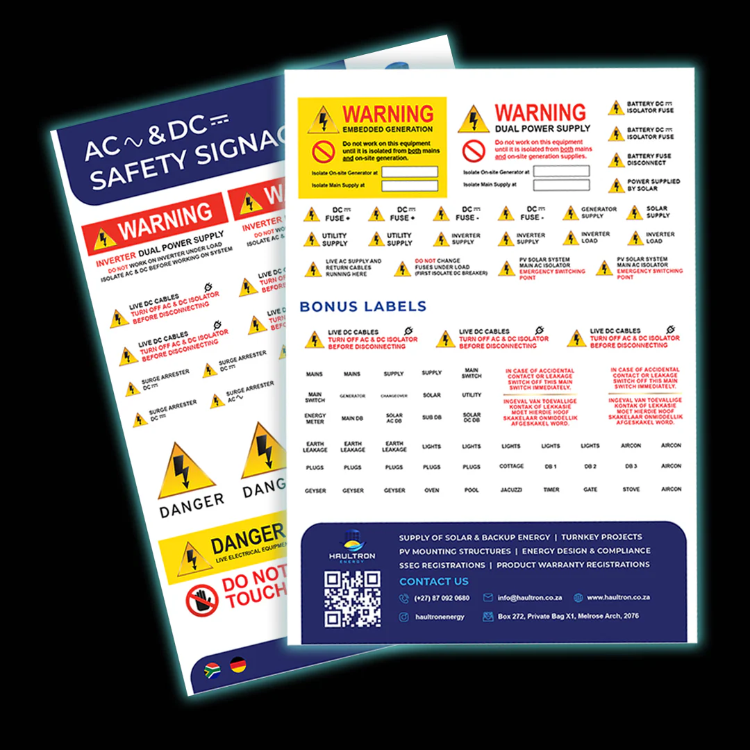 AC & DC Electrical Safety Labels for Backup and Solar Energy Systems - Image 3