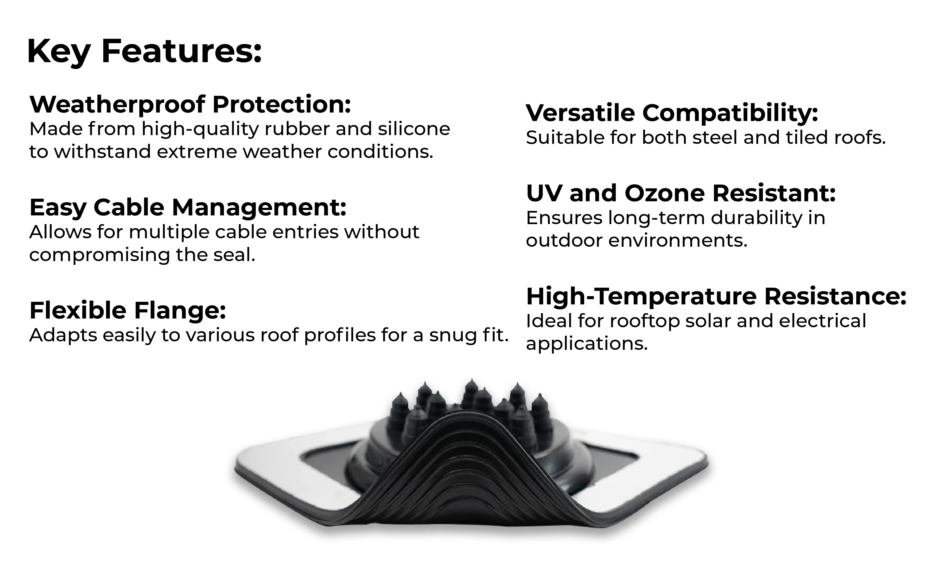 Dektite Multicable Solar Flashing for Steel and Tiled Roofs - Premium Weatherproof Cable Entry - Image 3