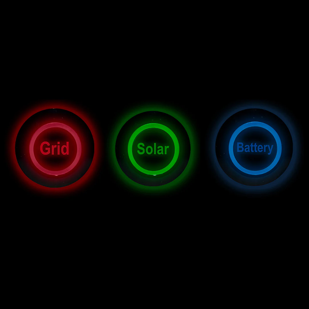 Pilot Lights 48V - 220V Trio Red, Green & Blue - Indicates Grid, Solar & Battery Online - Image 2